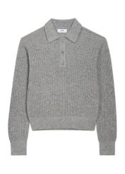 Szary sweter damski z wełną SWEDT-0286-9B(Z26), widok produktu z przodu na białym tle.