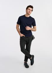 Granatowy T-shirt męski z bawełny TSHMT-0119-69(W25)-02