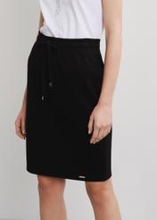 Black pencil skirt with ties SPCDT-0059A-99(W24)-02