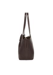 Brązowa torebka z kokardkami typu shopper TOREC-1378-1H(Z26), widok produktu z boku na białym tle.