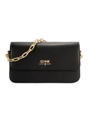 Mała czarna torebka damska TOREC-1171-99(W26), widok produktu z przodu na białym tle.