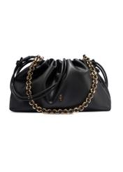 Czarna torebka typu worek TOREC-1215-99(W26) - widok produktu z tyłu, na białym tle.  