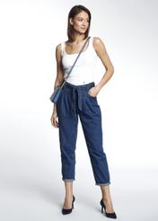 Granatowe spodnie mom jeans damskie SPODT-0055-69(W21)