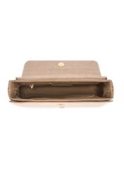 Mała kremowa torebka damska TOREC-1171-0B(W26), widok produktu od środka na białym tle.