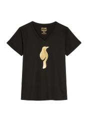 Czarny t-shirt damski TSHDT-0149-99(Z25), widok produktu od przodu na białym tle.