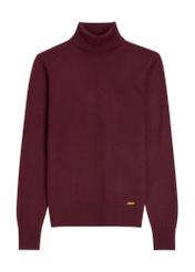 Bordowy wełniany golf damski SWEDT-0266-4D(Z26) - widok produktu z przodu, na białym tle.