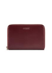 Bordowy skórzany portfel damski PORES-0976-49(Z25), widok produktu od przodu na białym tle.