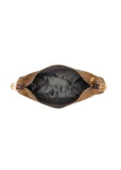 Zamszowa torebka damska w kolorze camelowym TORES-1303-1D(W26), widok produktu w środku na białym tle.