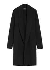 Czarny kardigan basic damski KARDT-0041-99(W25), widok produktu z przodu na białym tle.