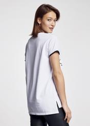 Biały T-shirt z dekoltem V damski TSHDT-0065-11(W21)