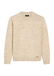 Beżowy sweter męski SWEMT-0173-24(Z25), widok produktu z przodu na białym tle.