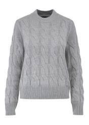 Gray women's sweater with decorative weave SWEDT-0210-91(Z24)-01