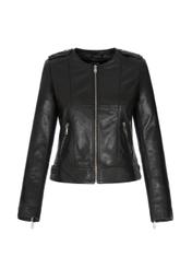 Women's leather jacket with epaulettes KURDS-0229-5477(KS)-02