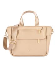 Beżowa torebka typu lunchbox TOREN-0346-1A(W26) - widok produktu z przodu, na białym tle. 