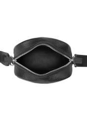 Czarna skórzana saszetka męska z logo TORMS-0296A-99(Z25) - widok produktu z góry na białym tle.