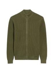 Sweter męski khaki z suwakiem SWEMT-0176-55(Z25), widok produktu z przodu na białym tle.