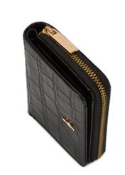 Czarny portfel damski croco PORES-0888B-99(Z25), zbliżenie na detal produktu, widok na białym tle.