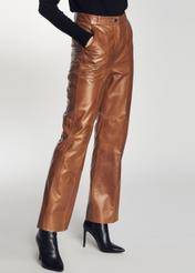 Skórzane metaliczne spodnie damskie SPODS-0023-1156(Z21)
