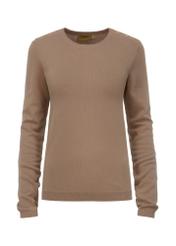 Kamelowa bluzka damska z dżetami LSLDT-0039-24(W24)