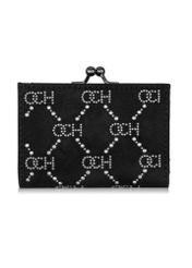 Czarny mały portfel z monogramem damski POREC-0342-99(Z23)-01