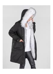 Czarna zimowa parka damska z kapturem KURDT-0271-99(Z20)-02
