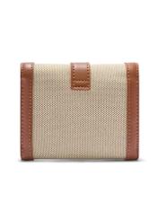 Mały beżowy portfel damski POREC-0433-0P(W26) - widok produktu z tyłu, na białym tle.