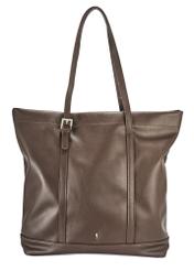 Duża brązowa torebka damska shopper TOREC-1067-89(Z25), widok produktu od przodu na białym tle.
