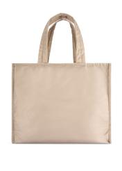 Beżowa duża torba damska TOREN-0343-1A(W26), widok produktu z tyłu na białym tle.