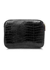 Mała czarna torebka damska croco TOREC-0205B-97(W23)-04