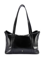 Czarna torebka shopper damska TOREC-1206-9F(W26) - widok produktu z przodu, na białym tle. 