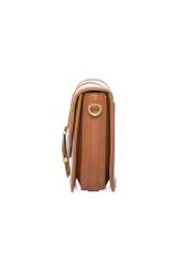 Beżowa listonoszka damska TOREC-1203-0P(W26) - widok produktu z boku, na białym tle. 