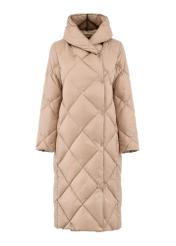 Beige quilted women's long jacket KURDT-0527-81(Z24) pic. 4