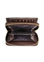 Brązowy portfel damski croco PORES-0953-89(W25) - widok otwartego produktu z góry na białym tle. 