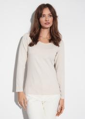 Beżowa bluzka damska z długim rękawem LSLDT-0038-81(KS)