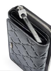 Czarny skórzany portfel damski z monogramem PORES-0882A-99(W25)