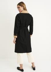 Dwurzędowy płaszcz damski z paskiem KURDT-0368-98(W23)