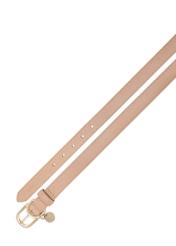 Beżowy pasek skórzany damski PASDS-0275-81(Z25), widok produktu z góry na białym tle.