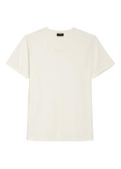 Biały bawełniany T-shirt męski TSHMT-0088-0B(W26), widok produktu z przodu na białym tle.