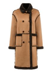 Long women's sheepskin coat in camel color KOZDP-0011-24(Z24)-04