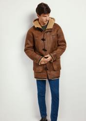 Men's sheepskin coat in dark brown KOZMP-0006-90(Z24)-05