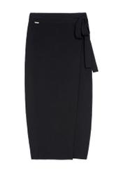 Czarna spódnica midi SPCDT-0114-99(Z25), widok produktu z przodu na białym tle.