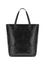 Torebka shopper damska croco TORES-0701E-99(Z25), widok produktu z tyłu na białym tle.