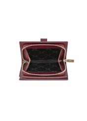 Bordowy skórzany portfel damski PORES-0975-49(Z25), widok produktu od góry na białym tle.