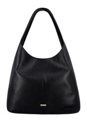 Czarna skórzana torebka shopper TORES-1372-9I(Z26) - widok produktu z przodu, na białym tle. 
