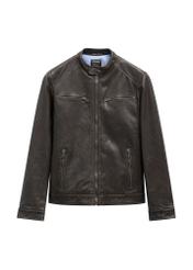 Ciemnobrązowa skórzana kurtka męska KURMS-0326-1I(W26) - widok produktu z przodu, na białym tle. 