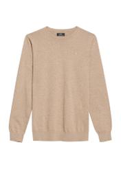 Camelowy bawełniany sweter męski SWEMT-0114A-24(Z25), widok produktu od przodu na białym tle.