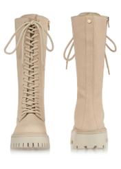 Beige lace-up women's boots BUTYD-1090-80(Z24)-04