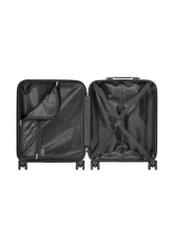 Mała walizka we wzory na kółkach WALAB-0074-1P-19(W26), widok produktu w środku na białym tle.