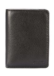 Czarny skórzany portfel męski PORMS-0635A-99(Z25), widok produktu z przodu na białym tle.