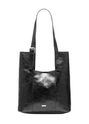 Czarna damska torebka shopper TOREC-1086-99(Z25), widok produktu z przodu na białym tle. 